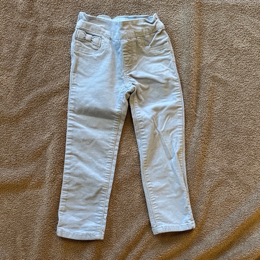 Gymboree Girls Light Blue Corduroy Pants with Bow Accents.